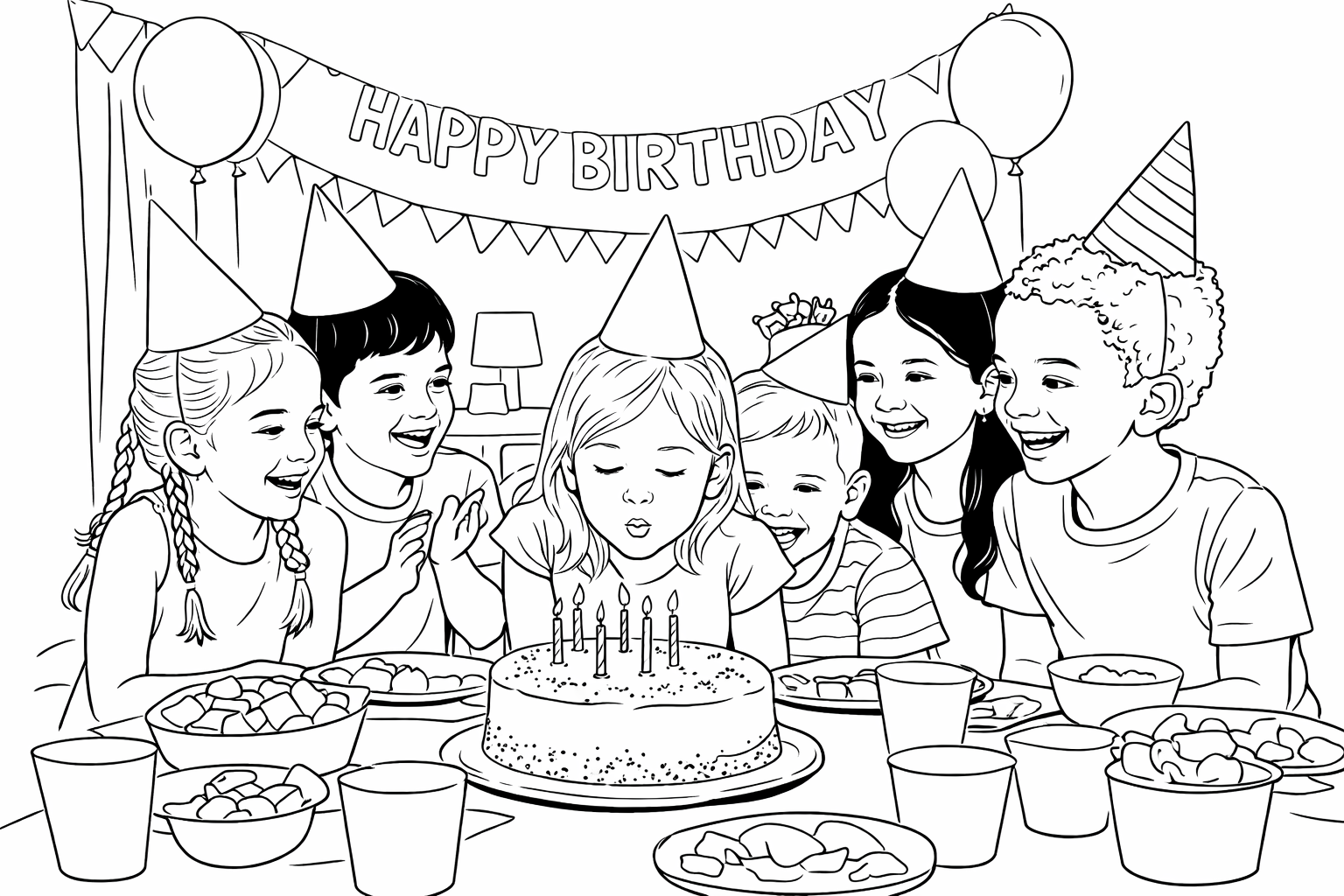 Kindergeburtstag - Ausmalbild