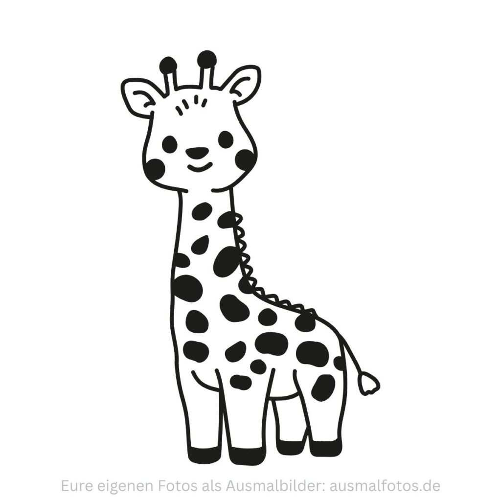 Giraffe in der Savanne – Ausmalbild zum Ausdrucken