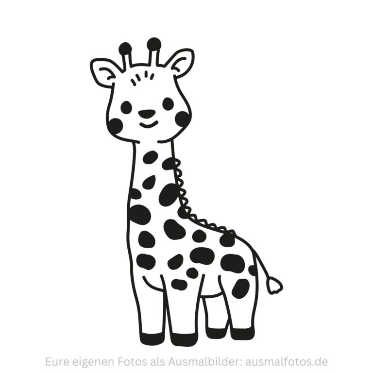 Giraffe in der Savanne – Ausmalbild zum Ausdrucken