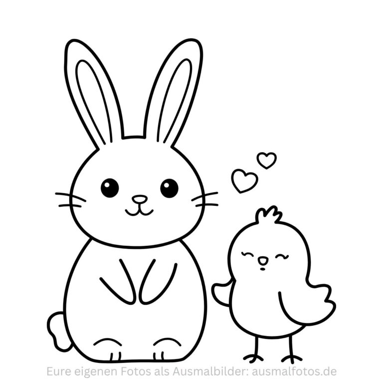 Hase mit Osterküken – Ausmalbild zum Ausdrucken