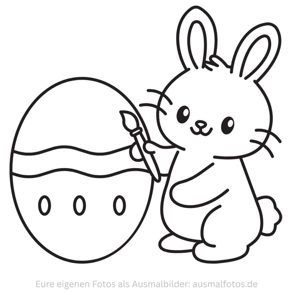 Hase mit Osterei – Ausmalbild zum Ausdrucken