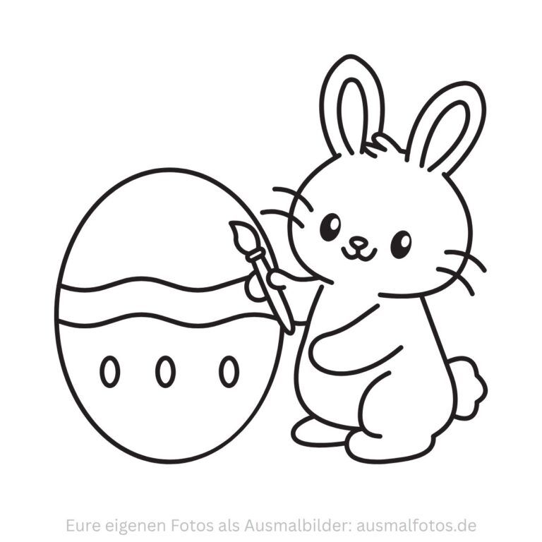 Sitzender Hase mit Osterei – Ausmalbild zum Ausdrucken