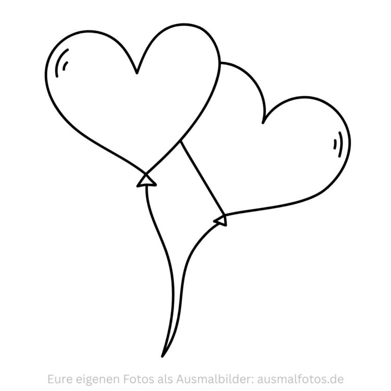 Luftballons mit Herzen – Ausmalbild zum Ausdrucken