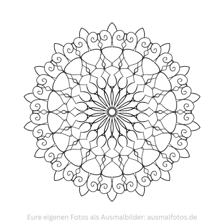 Rundes Mandala mit Kreismuster – Ausmalbild zum Ausdrucken