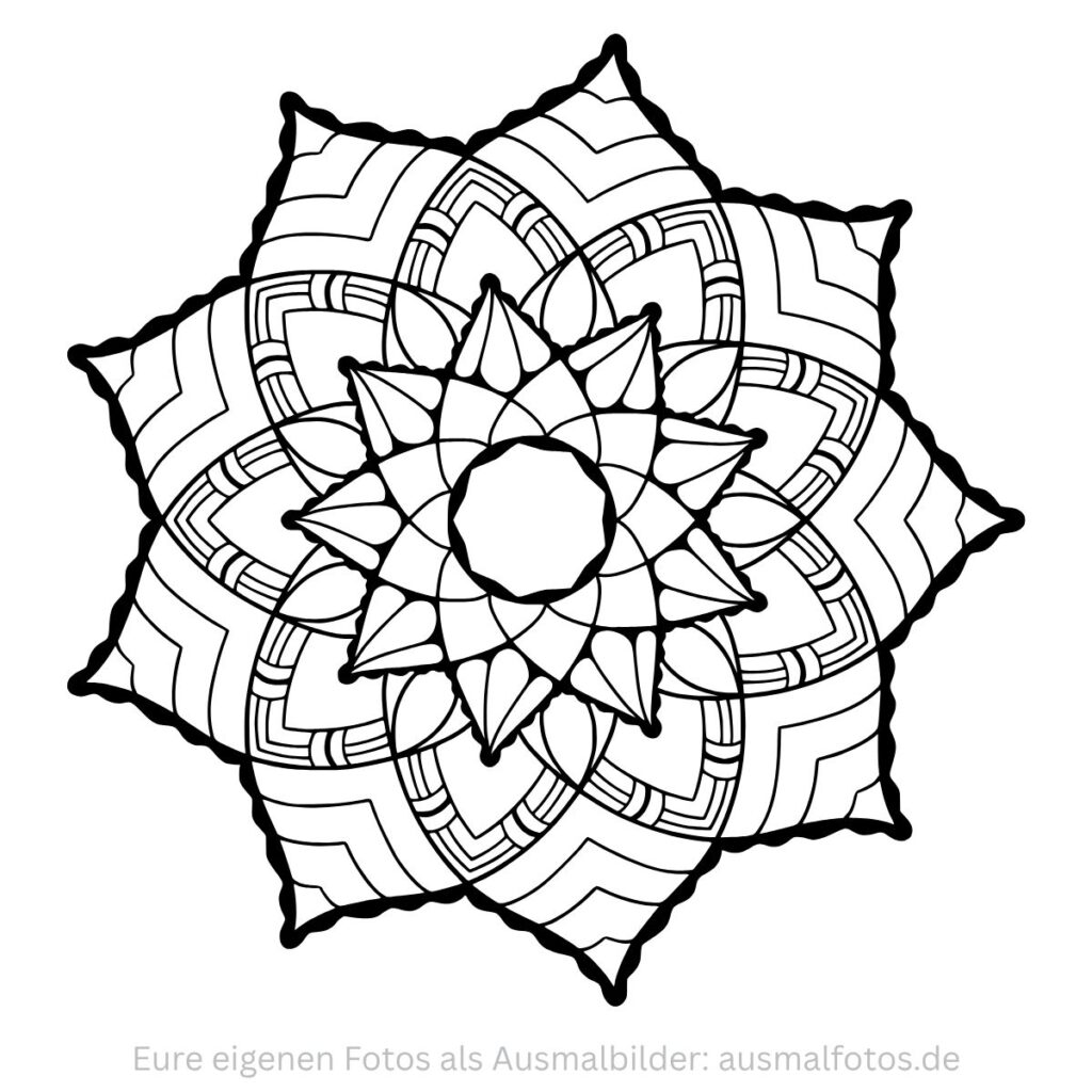 Geometrisches Spinnennetz-Mandala – Ausmalbild zum Ausdrucken