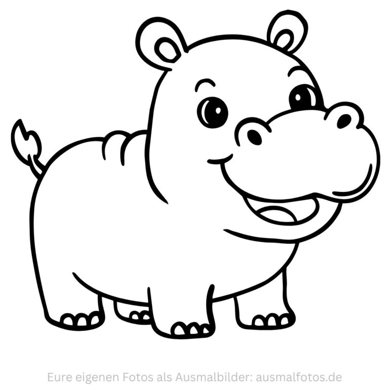 Nilpferd im Zoo – Ausmalbild zum Ausdrucken