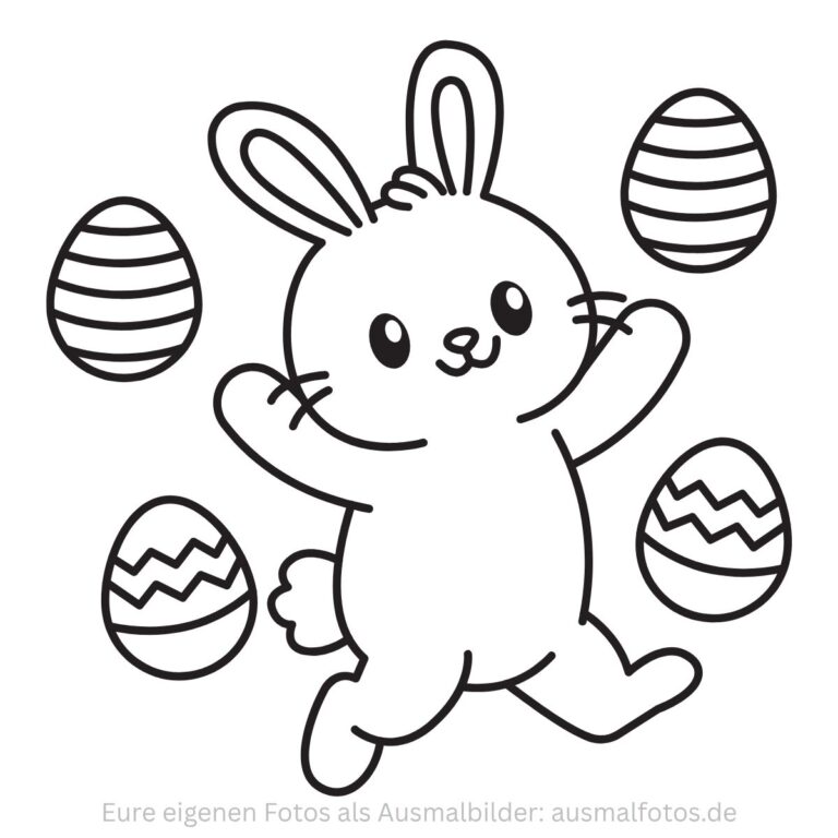 Osterhase mit Ostereiern – Ausmalbild zum Ausdrucken