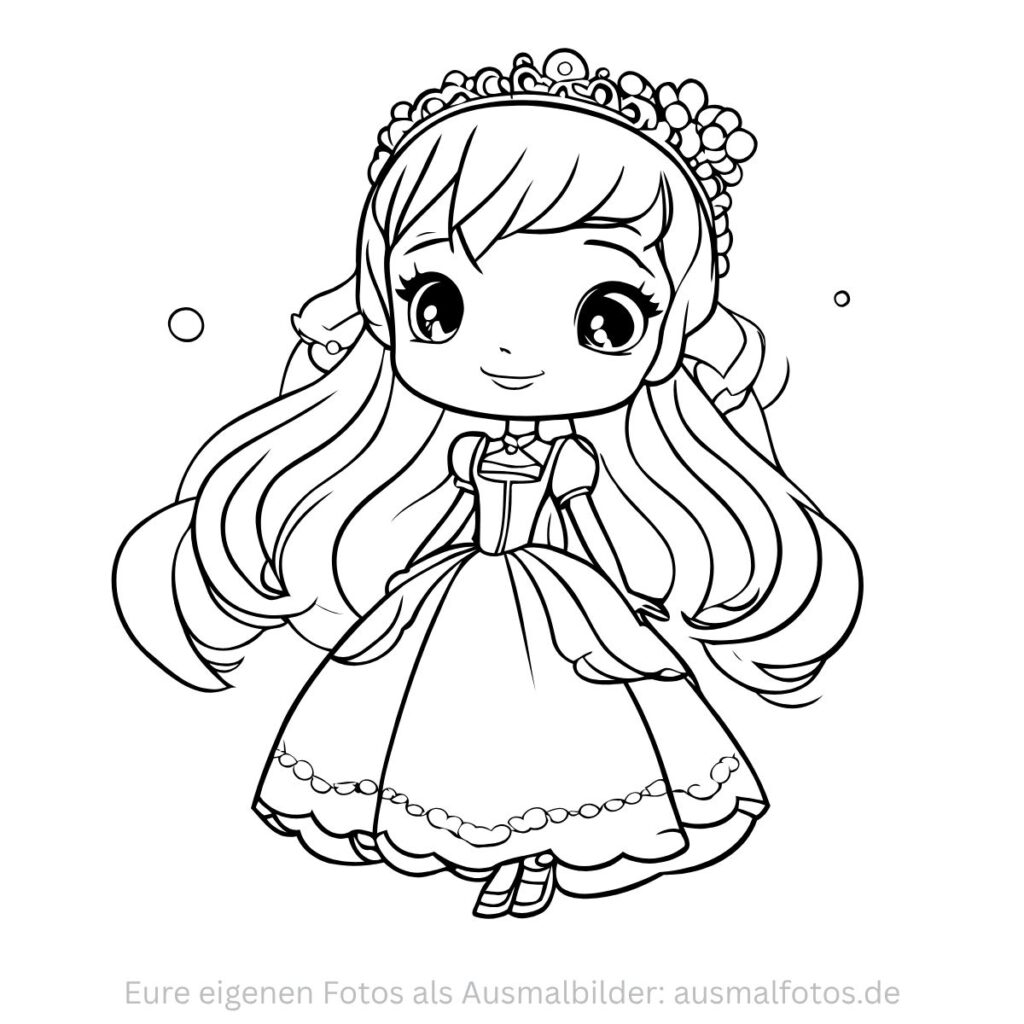 Prinzessin aus dem Märchen – Ausmalbild zum Ausdrucken