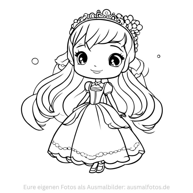 Prinzessin aus dem Märchen – Ausmalbild zum Ausdrucken