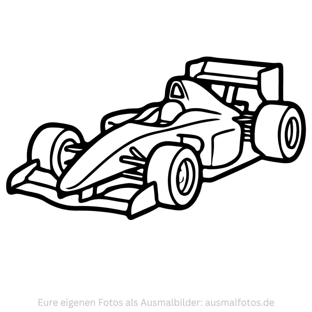 Rennwagen der Formel 1 – Ausmalbild zum Ausdrucken