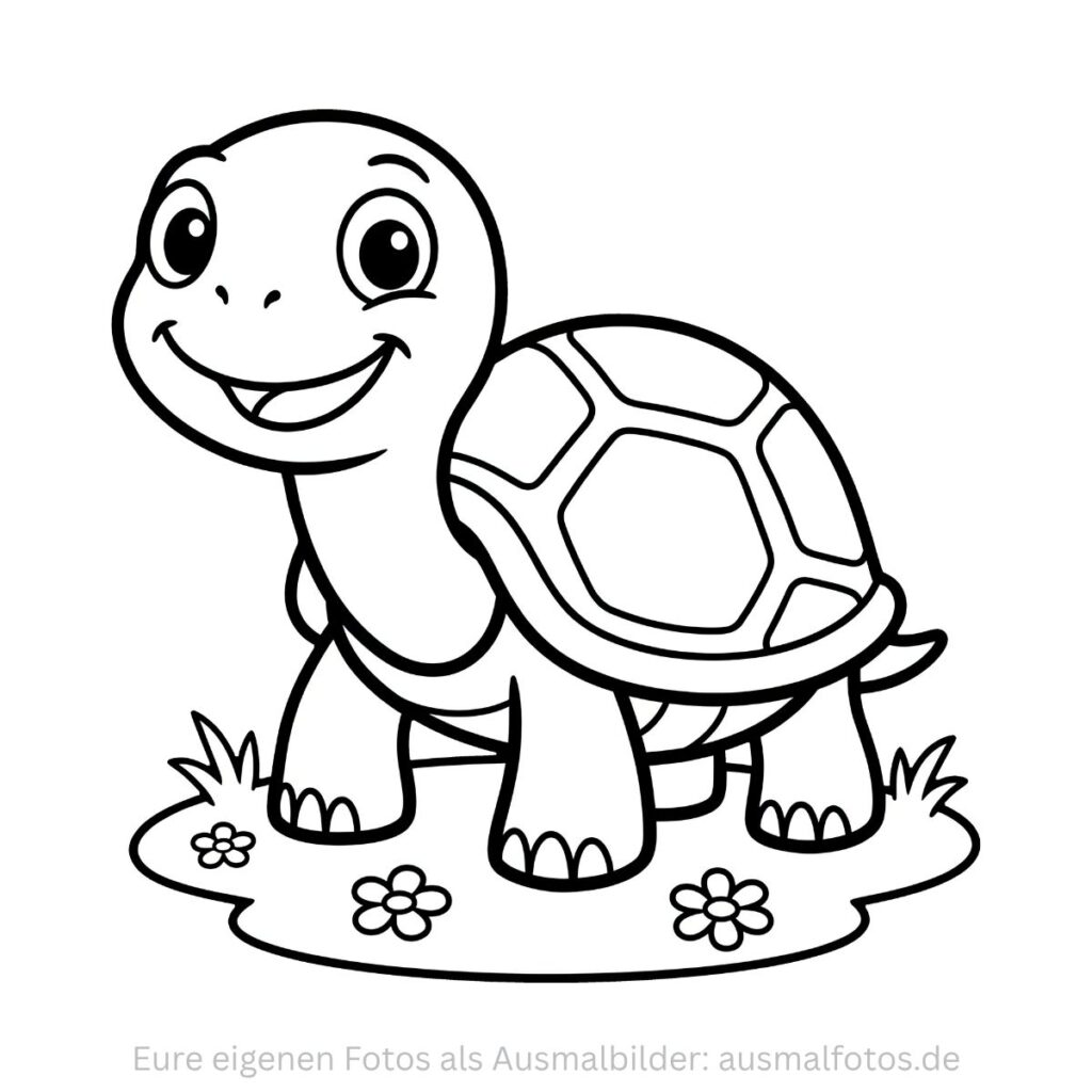Schildkröte in der Natur – Ausmalbild zum Ausdrucken