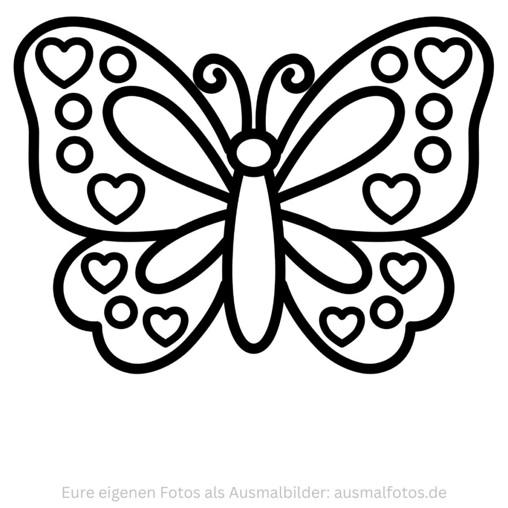 Symmetrischer Schmetterling mit Muster – Ausmalbild zum Ausdrucken