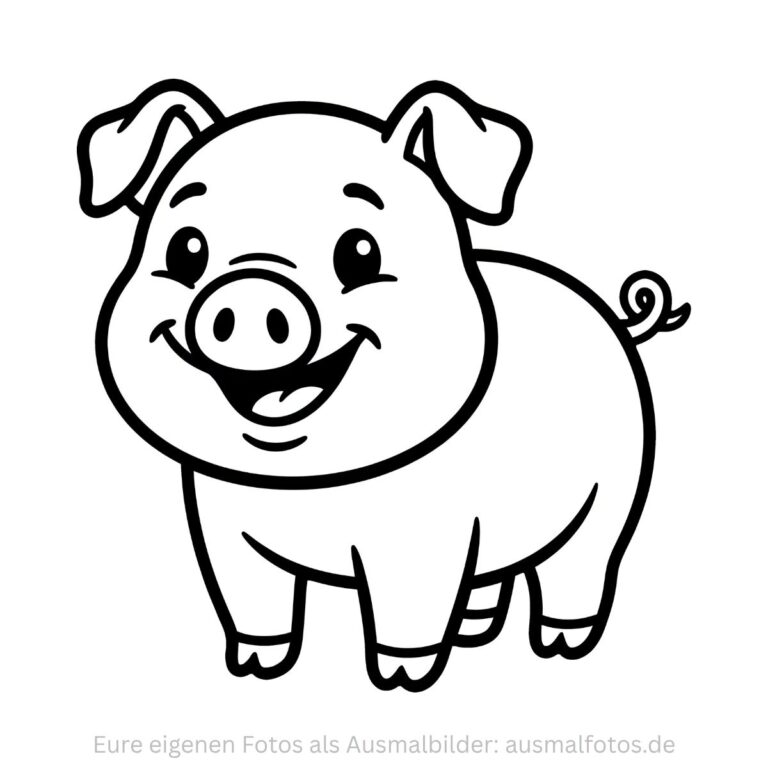 Niedliches Schwein auf dem Bauernhof – Ausmalbild zum Ausdrucken