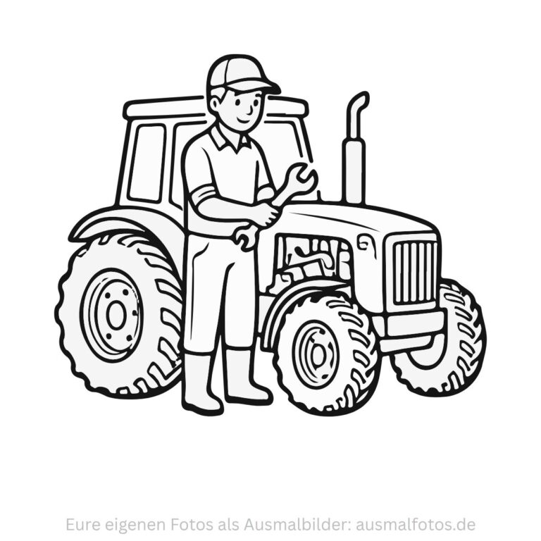 Traktor auf dem Feld – Ausmalbild zum Ausdrucken