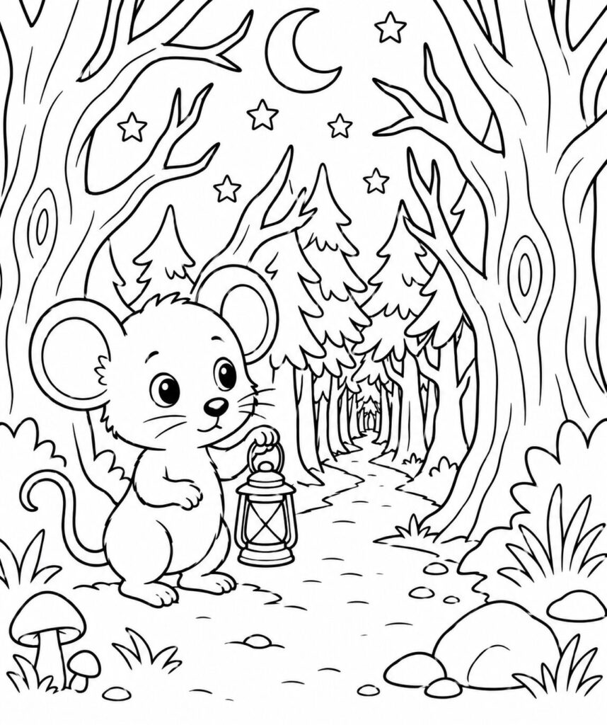 Eichhörnchen mit einer Eichel – Ausmalbild zum Ausdrucken