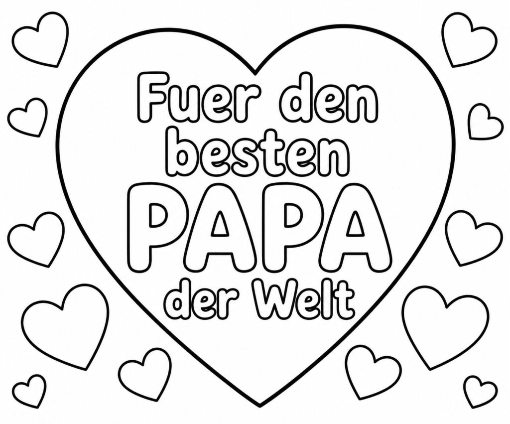Herz für den besten Papa – Ausmalbild zum Ausdrucken