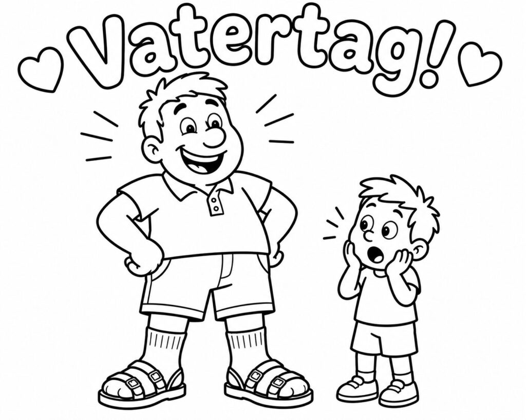 Papa in Socken und Sandalen – Ausmalbild zum Ausdrucken