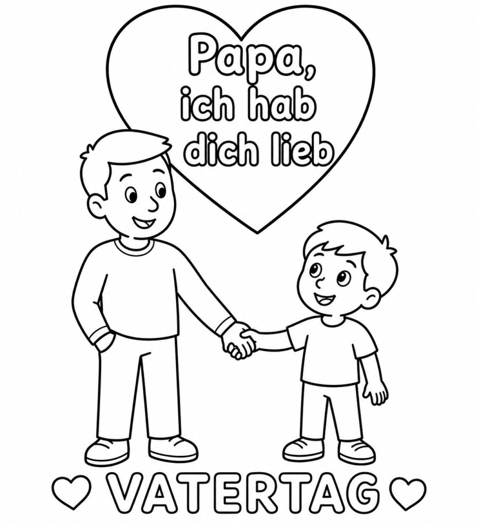Papa, ich hab dich lieb – Ausmalbild zum Ausdrucken