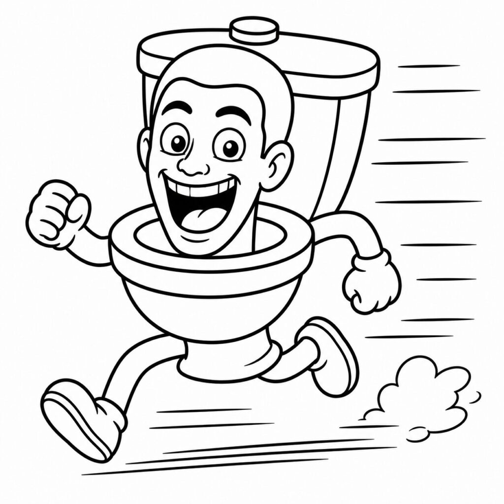Rennende Skibidi Toilet – Ausmalbild zum Ausdrucken