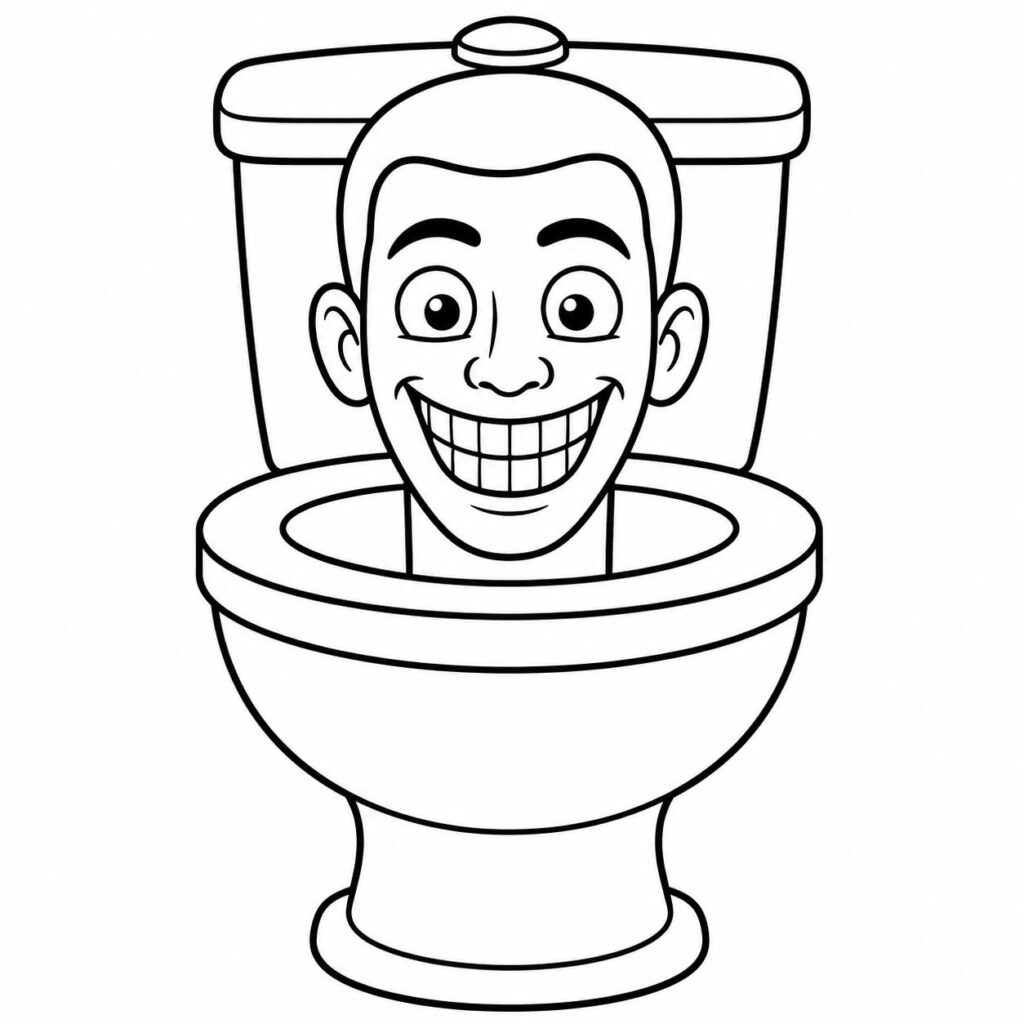Skibidi Toilet Kopf von vorne – Ausmalbild zum Ausdrucken