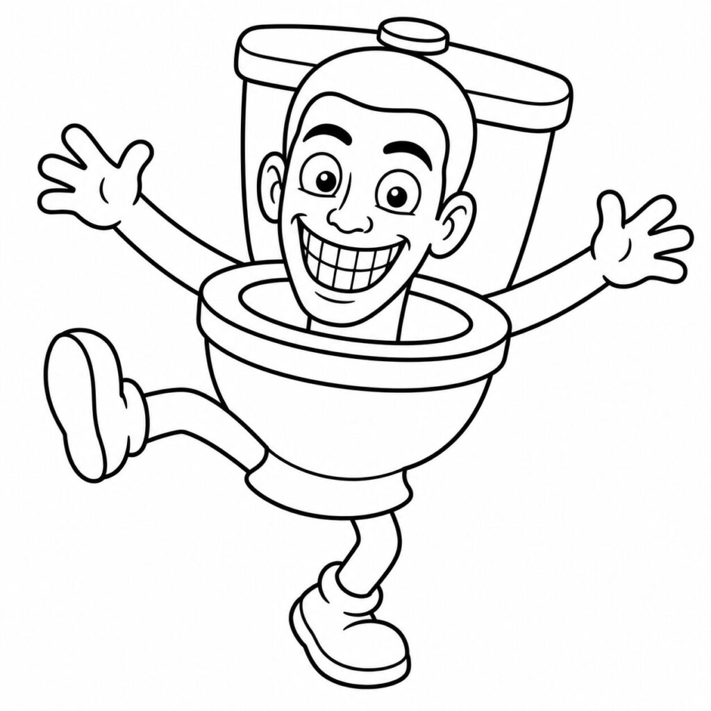 Tanzende Skibidi Toilet – Ausmalbild zum Ausdrucken