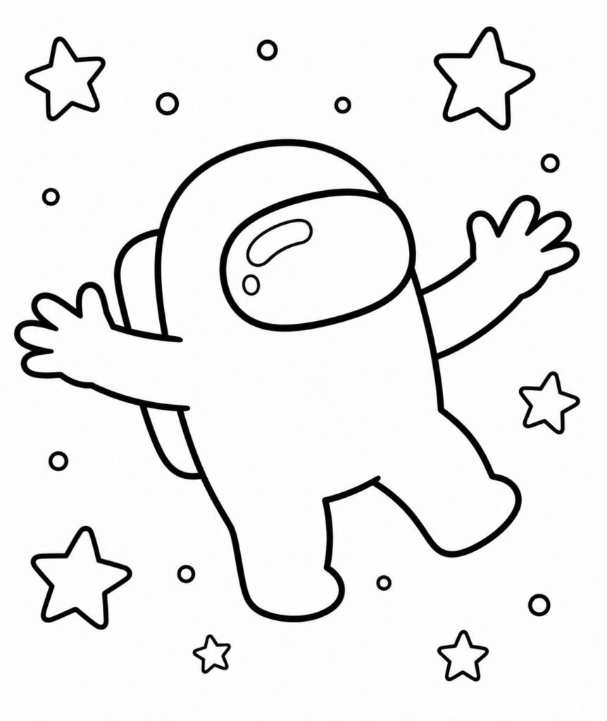 Among Us Crewmate als Astronaut – Ausmalbild zum Ausdrucken