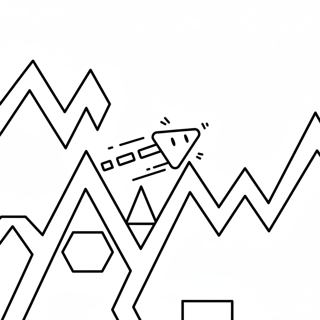 Geometry Dash Zickzack-Welle – Ausmalbild zum Ausdrucken