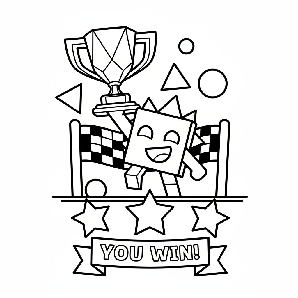 Geometry Dash Ziel-Pokal – Ausmalbild zum Ausdrucken