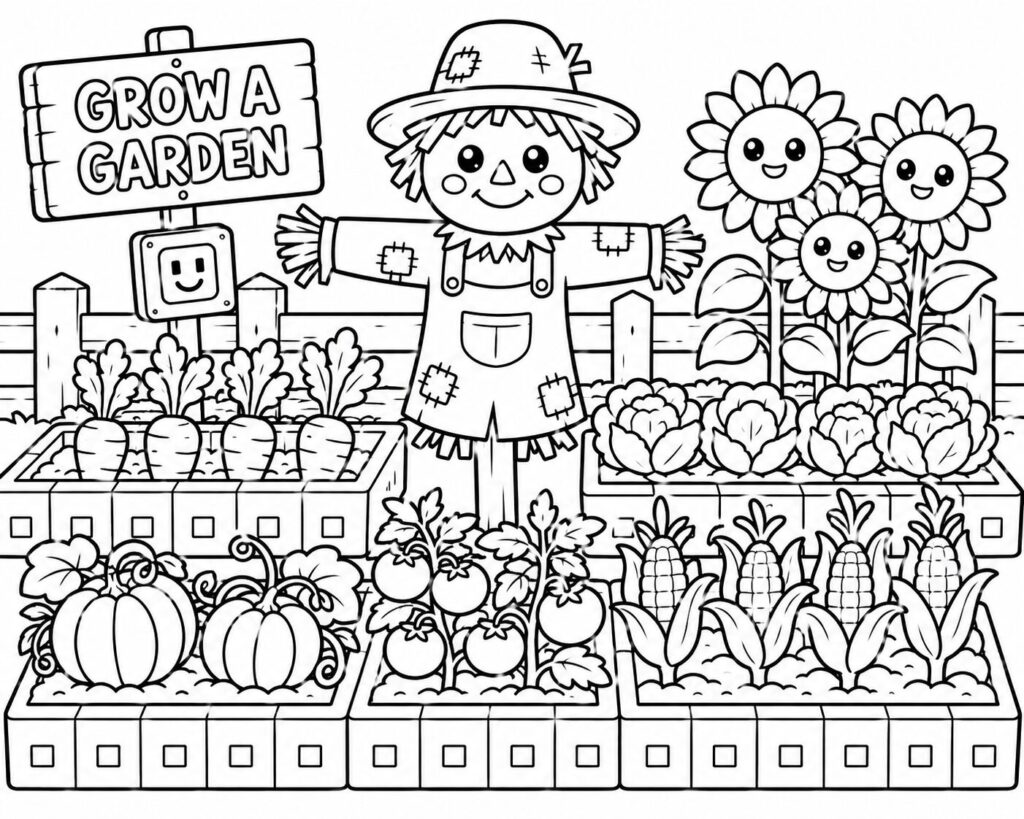 Grow a Garden Vogelscheuche – Ausmalbild zum Ausdrucken