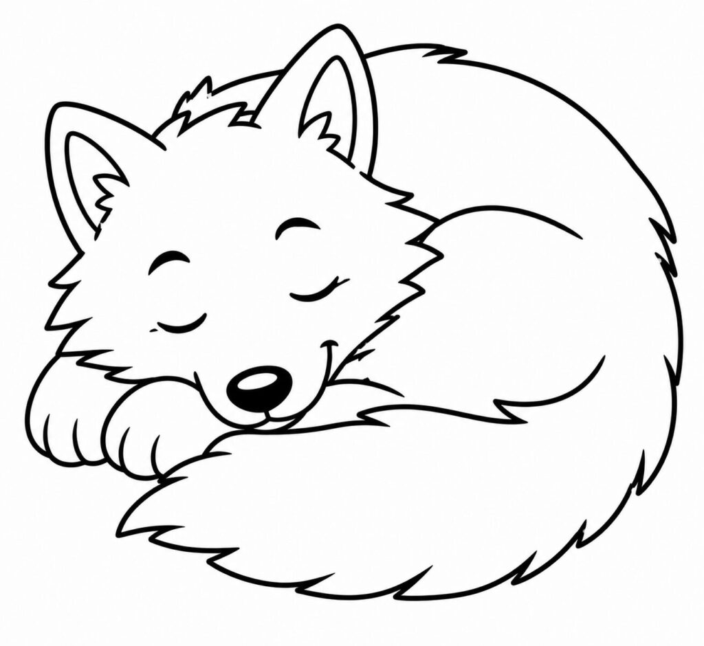 Schlafender Wolf – Ausmalbild zum Ausdrucken