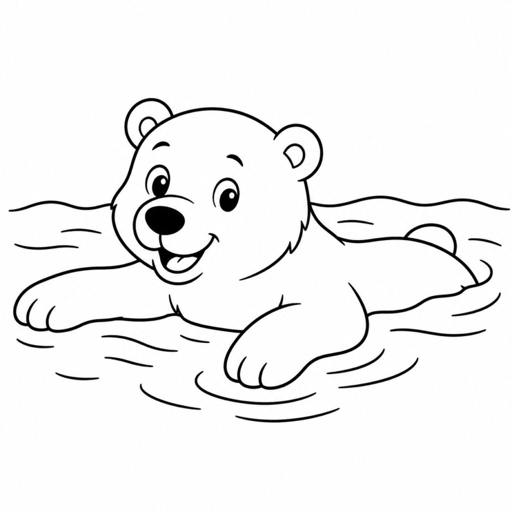 Eisbär unter dem Nordlicht – Ausmalbild zum Ausdrucken