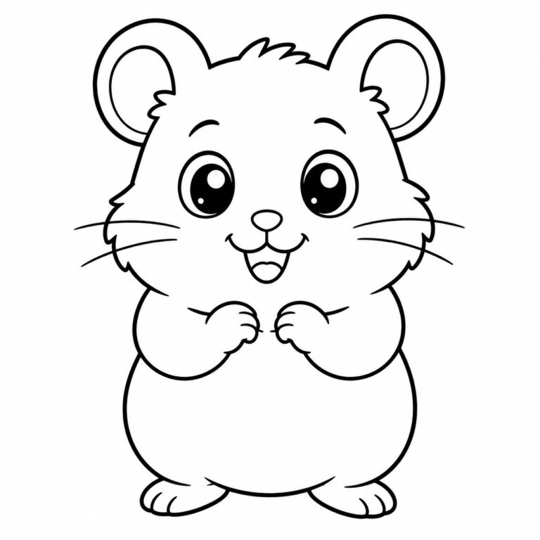 Aufrecht stehendes Hamsterbaby – Ausmalbild zum Ausdrucken