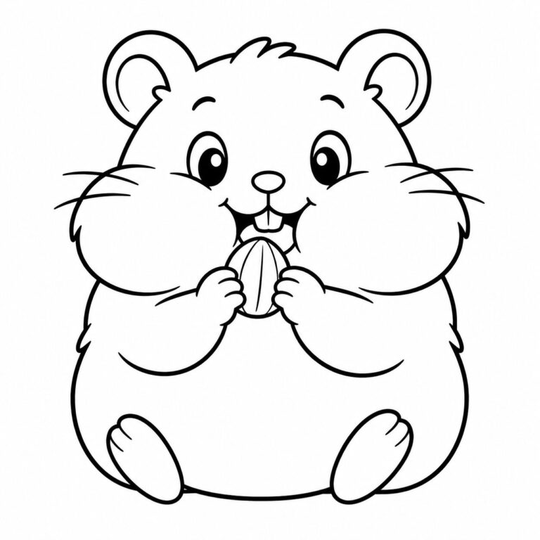 Hamster mit vollen Backen – Ausmalbild zum Ausdrucken
