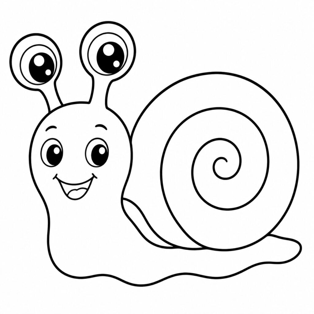 Lachende Schnecke – Ausmalbild zum Ausdrucken