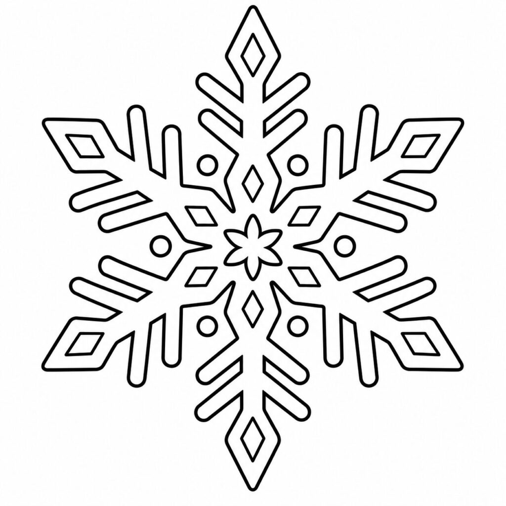 Schneeflocke im Winter – Ausmalbild zum Ausdrucken