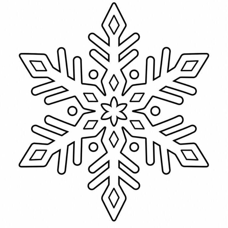 Schneeflocke im Winter – Ausmalbild zum Ausdrucken