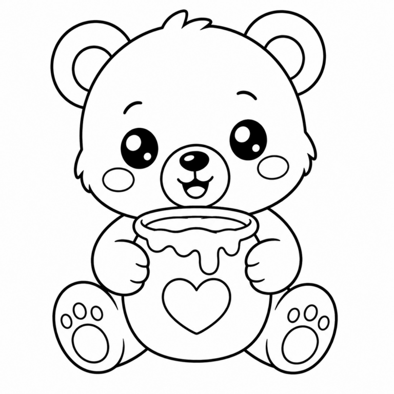 Kawaii Bär – Ausmalbild zum Ausdrucken