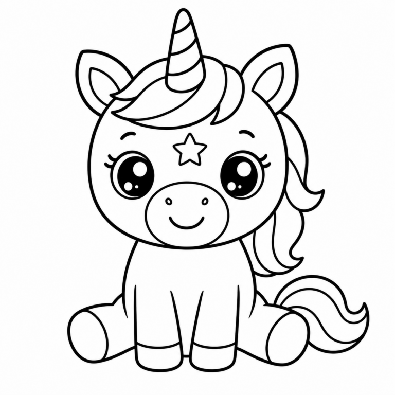 Kawaii Einhorn – Ausmalbild zum Ausdrucken