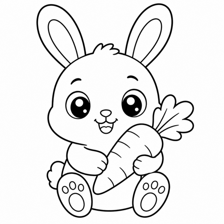 Kawaii Hase – Ausmalbild zum Ausdrucken