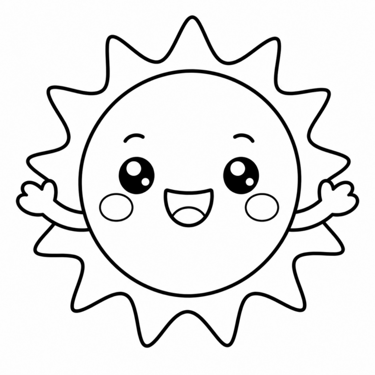 Kawaii Sonne – Ausmalbild zum Ausdrucken