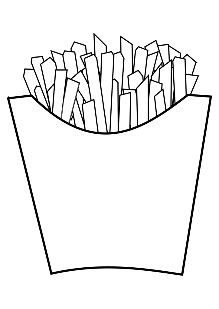 French Fries Line Art Black And White Coloring Book Fast Food Food French Fries Junk Food Line Art Outline – Ausmalbild zum Ausdrucken