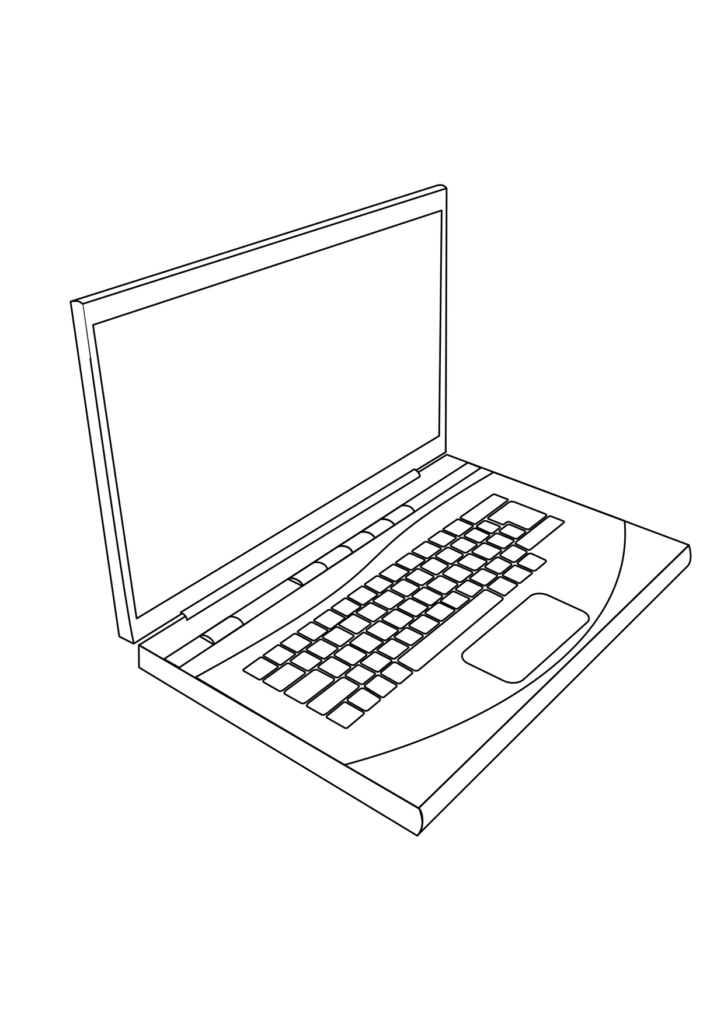 Laptop In Line Art Computer Laptop Line Art Remix – Ausmalbild zum Ausdrucken